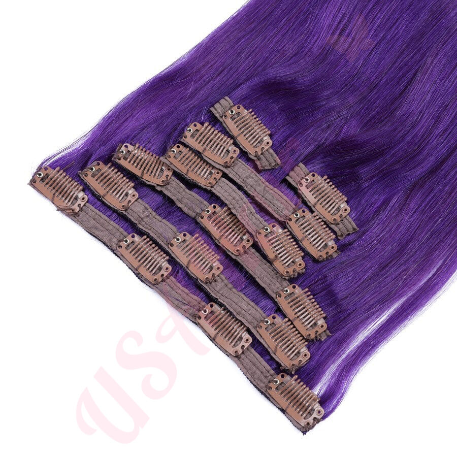 Purple clip in human hair extensions best sale